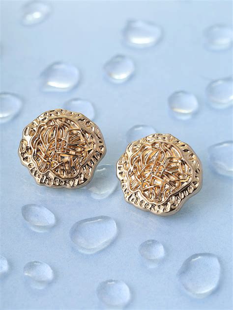 Priyaasi Hammered Style Gold Plated Stud Earrings