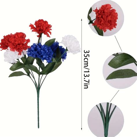 Artificial Flower Patriotic Memorial Bouquet Red White and Blue ...