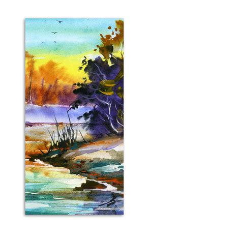 Water Color Landscape of Beautiful Scenery Trees Canvas Wall Painting ...