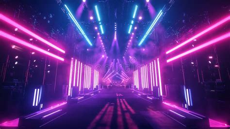 Neon Pink Blue Stage Lighting Tunnel Design Digital Art Background Show ...