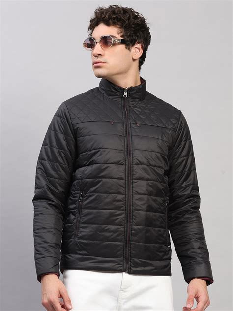 Buy Men Black Self Design Round Neck Full Sleeve Jacket Online in India ...
