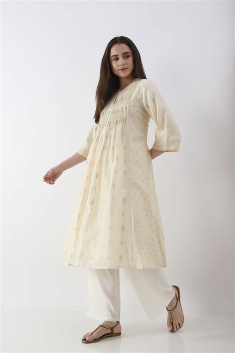 Buy Off-White Solid Straight Palazzos Online at Biba India