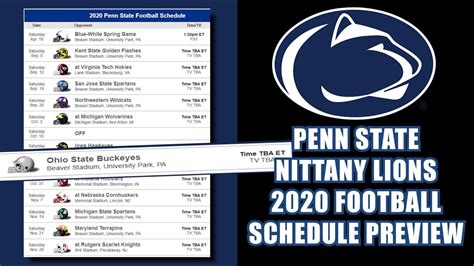 Penn State Printable Football Schedule 2024