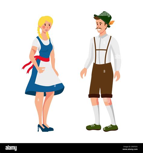 Girl and man in German national holiday costumes - Vector Stock Photo ...