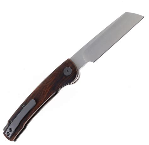 Petrified Fish Folding Knife Desert Ironwood Handle 154CM Plain Edge ...