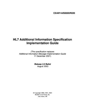 HL7 Additional Information Specification Implementation Guide - Fill ...