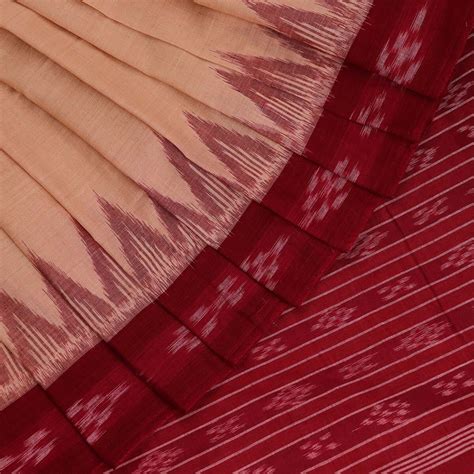 Cream Ikkat Sambalpuri Cotton Saree | P140604859 – Priyadarshini Handloom