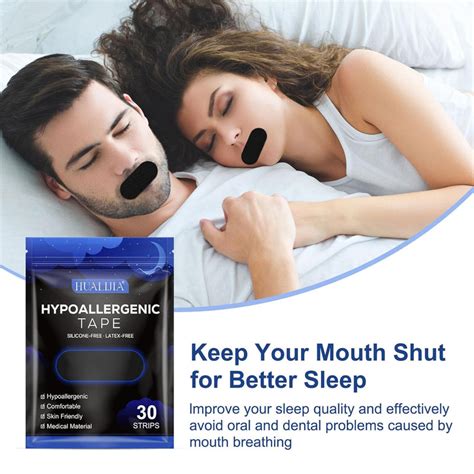 30Pcs Pack Latex-Free Sleep Strips Black Mouth Tape For Sleeping Snori ...