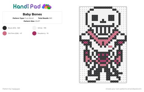 Baby Bones Fuse Bead Pattern - Kandi Pad | Kandi Patterns, Fuse Bead ...