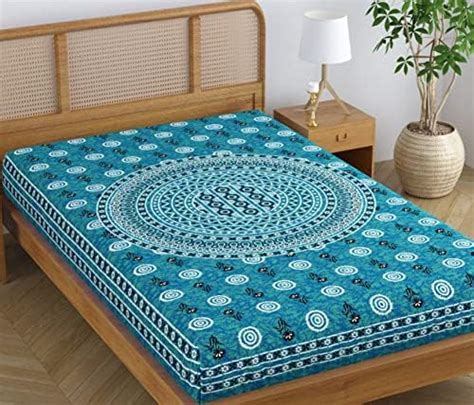 SheetKart Folk Floral 100% Pure Cotton Jaipuri Printed Bedsheet for ...