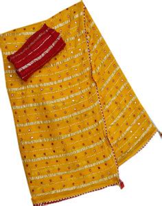 Buy MINE CHOICE Woven Daily Wear Georgette Gold Sarees Online @ Best ...