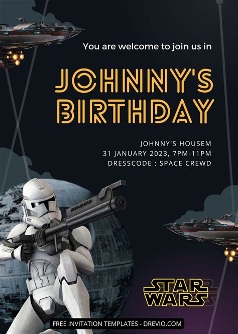 Star Wars 9th Birthday Invitation