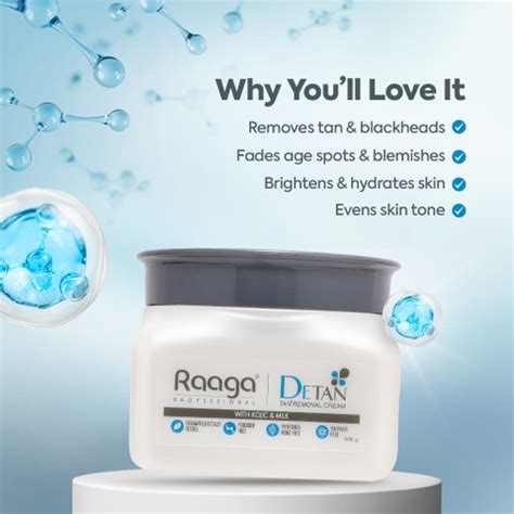 RAAGA PROFESSIONAL De-Tan Cream with Kojic and Milk for Radiant Skin ...