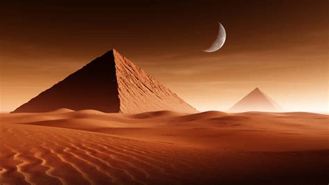 Download Pyramid Of The Moon Sunset Desert Wallpaper | Wallpapers.com