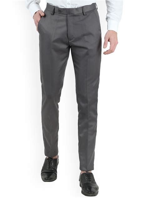 VEI SASTRE Men Charcoal Smart Slim Fit Trousers - Price History