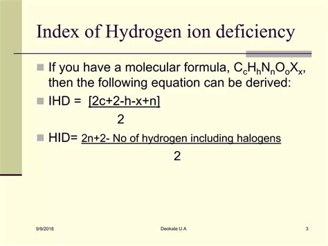 Index Of Hydrogen Deficiency Formula