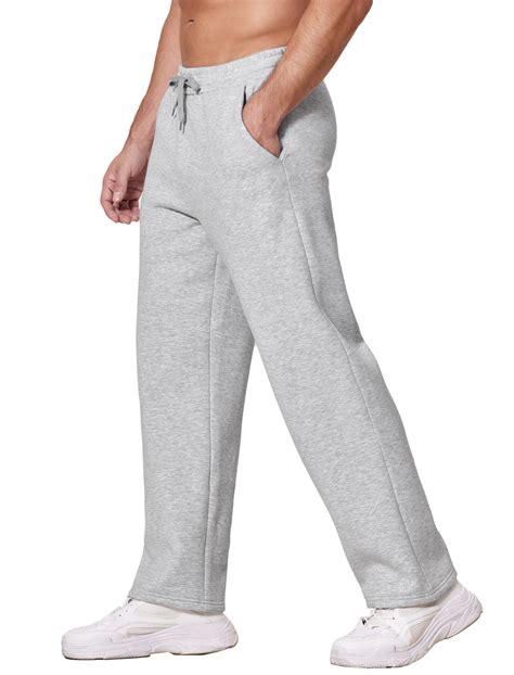 Deyeek Men's Fleece Lined Sweatpants Open Bottom Sweat Pants with ...