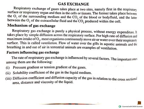 Respiratory exchange of gases - factors influencing gas exchange ...