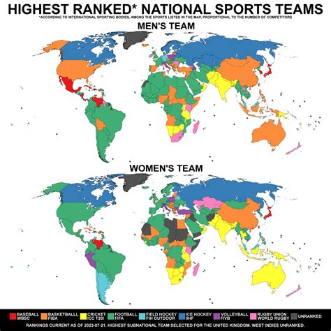 Highest Ranked National Sports Team by Country by... - Maps on the Web
