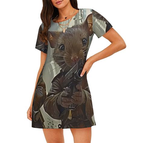 Balery Steampunk Space Mice Warriors Pattern Womens Short Sleeve ...