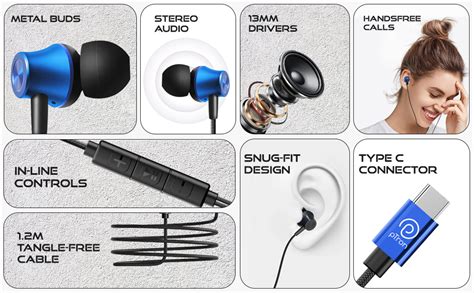 pTron Boom Play in Ear Type C Wired Headphones with Mic, 10Mm Drivers ...