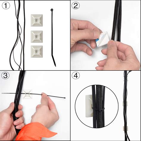 Buy 100 PCS 3/4" Black 3M Back-Glue Self Adhesive Cable Zip Tie Mounts ...