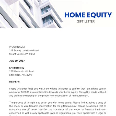 Gift Letter for Home Equity Template | Template.net