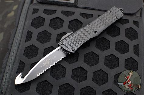 Microtech Combat Troodon OTF Knife- Frag- Tactical HS RESCUE- Black Ha ...
