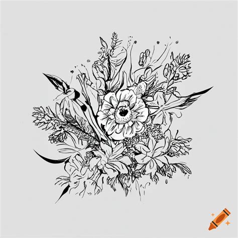 Realistic Flower Bouquet Drawing