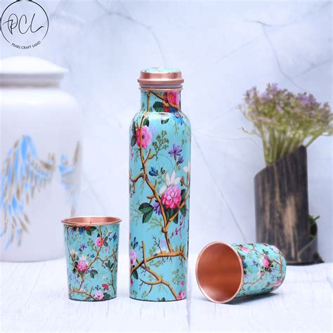 Pure Copper Meena Water Bottle Combo – PEARL CRAFTLAND