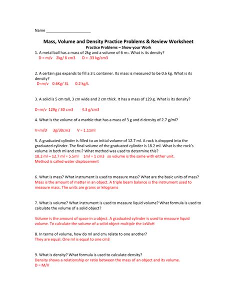 Image result for Density Practice Problems