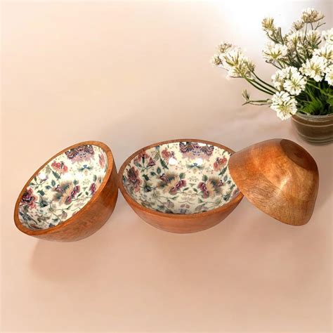 Buy MONDAY MORNING - Wooden Mango Wood Bowls for Kitchen Utensils ...