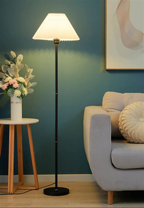 Black Pole Floor Lamp Simple Design Tall Lamp with Shade Standing Lamp ...