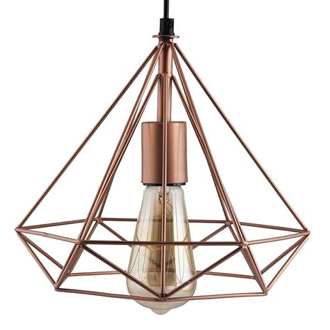Copper Edison Filament Hanging DIAMOND Caged, E27 Holder,Ceiling Light ...