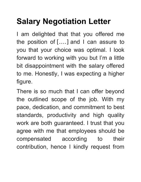 Free Printable Salary Negotiation Letter Templates [After Job Offer] Example