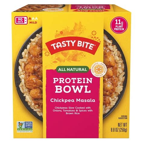 Tasty Bite Chickpea Masala Protein Bowl, All Natural Shelf-Stable, 8.8 ...