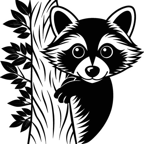 Raccoons silhouette black white illustration 45110354 Vector Art at Vecteezy