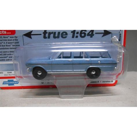 CHEVROLET II NOVA 1963 400 WAGON SILVER BLUE POLY 1:64 AUTO WORLD - BCN ...