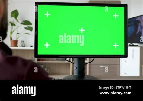 Man Looking at Computer Greenscreen 的图像结果