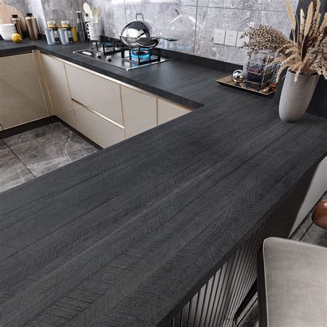 WESTICK Black Wood Countertop Contact Paper Peel and Stick Wallpaper ...