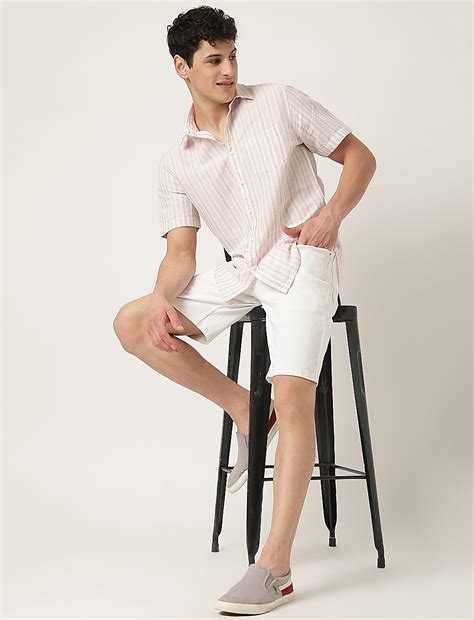 Buy Cotton Mix Striped Spread Collar Shirt at Marks & Spencer