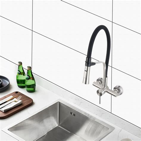 Wall-Mounted 304 Stainless Steel Lead-Free Kitchen Faucets