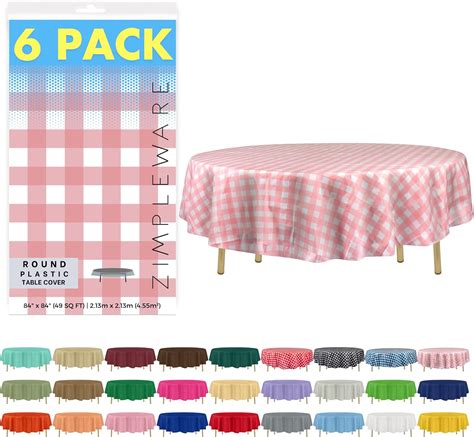 Amazon.com: ZIMPLEWARE Premium Pink Gingham Checkered Plastic Table Cloth Disposable (6 Pack ...