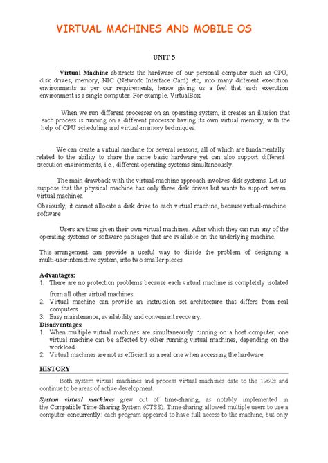 Introduction to Operating Systems - CS3451 - Notes - Unit 5 - Virtual ...