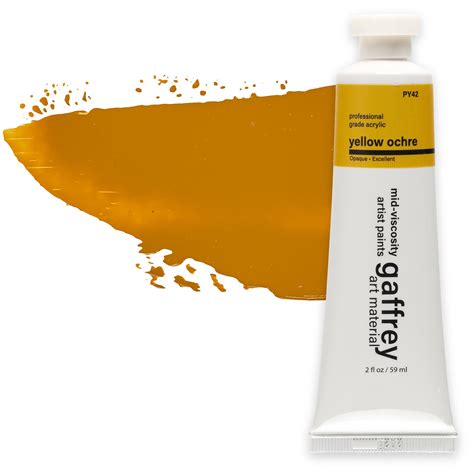Gaffrey Standard Body Acrylic Paint - Yellow Ochre, 2 oz Tube – gaffrey ...