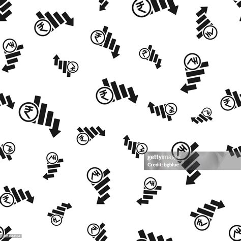 Indian Rupee Rate Decrease Seamless Pattern Icons On White Background ...