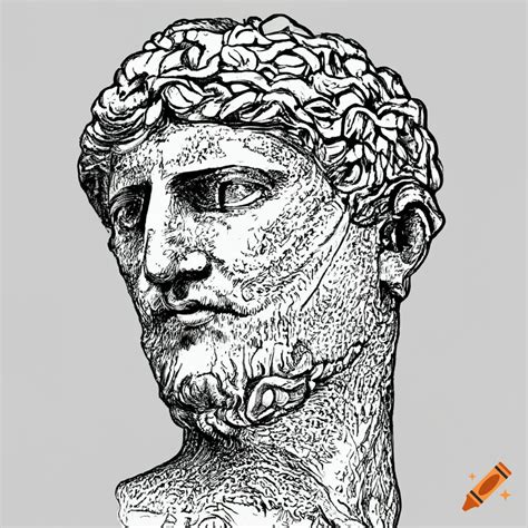 Line drawing of a roman statue