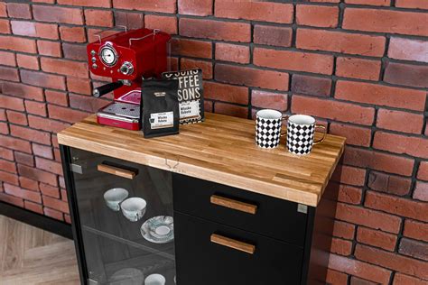 Coffee maker cabinet with wooden top | Deerhorn Furnitures