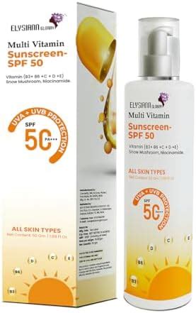 Elysiann Glorry Multi Vitamin Sunscreen SPF 50 - Enriched with Vitamins ...
