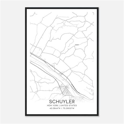 Schuyler New York Map Poster, Modern Home Decor Wall Art Print - Custom ...